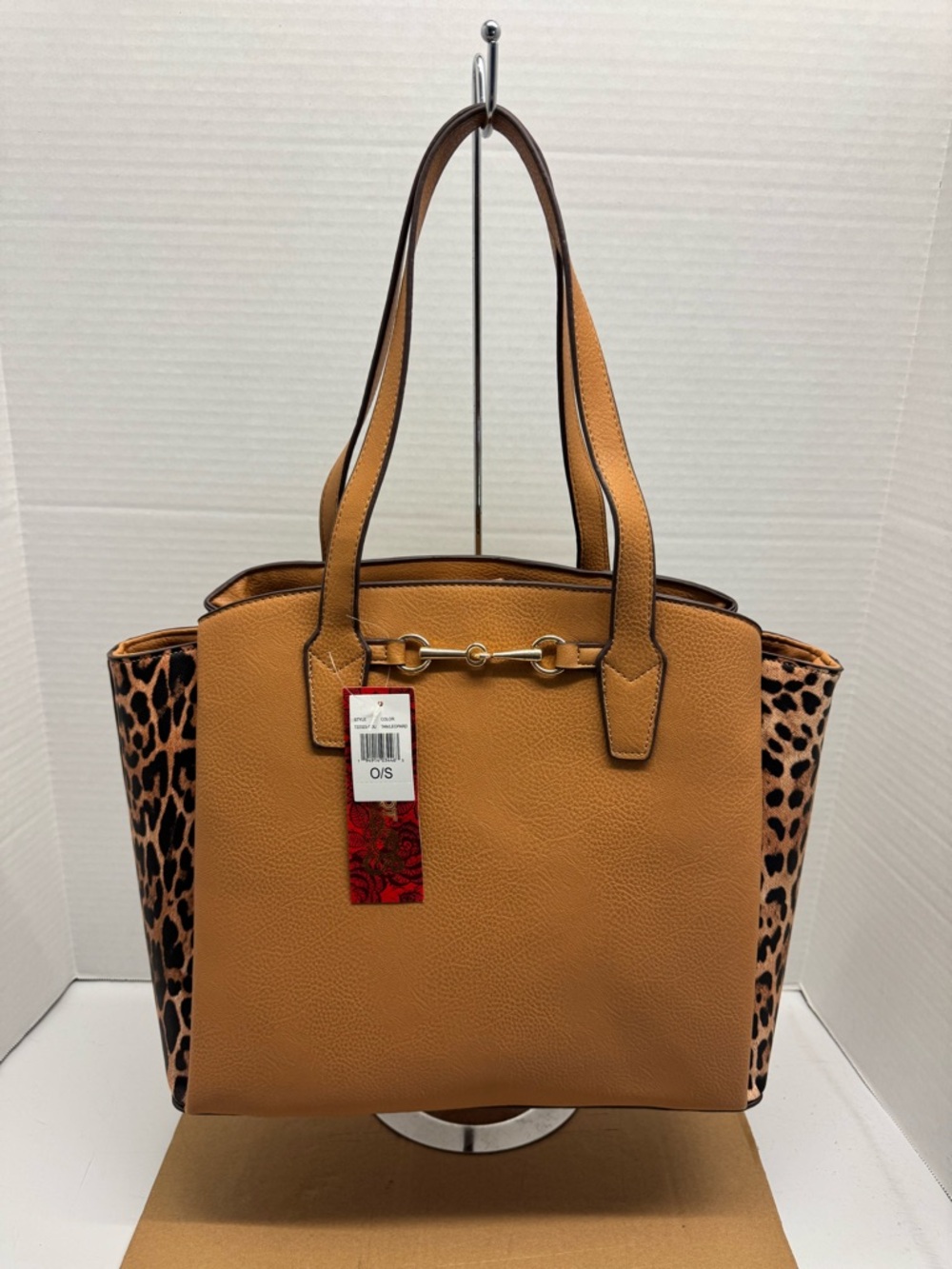 Carlos Santana Triple Compartment Tote with Leopard Detail